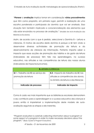 Plano De AvaliaçãO Da Be   4ª SessãO
