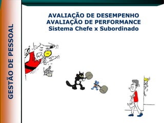 AVALIAÇÃO DE DESEMPENHO
AVALIAÇÃO DE PERFORMANCE
 Sistema Chefe x Subordinado
 