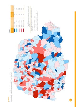 MAPA 20 
Distribuição dos municípios paranaenses segundo a percentagem média 
quadrianual de ICSAP em crianças menores de 1 ano - 2008-2011 
318 
COR INTERVALOS DAS 
PERCENTAGENS 
Nº DE 
MUNICÍPIOS 
PERCENTAGEM 
% 
0 |----- 12,34 39 9,77 
12,34 |----- 18,06 60 15,04 
18,06 |----- 25,59 101 25,31 
25,59 |----- 34,55 99 24,81 
34,55 |----- 46,55 60 15,04 
46,55 |-----| 73,08 40 10,03 
MÉDIA 2 7,52 
MEDIANA 25,58 
DESIGUALDADE 73,08 
É a diferença entre o maior e o menor valor para esse 
indicador 
LEGENDA 
FONTES: Ministério da Saúde - TABWIN-SIHSUS/DATASUS 
(2008-2011) 
NOTA: Elaboração da SEDS e IPARDES. 
A Secretaria de Estado da Saúde do Paraná gerou as 
tabulações no TABWIN. Acesso em: 17 dez. 2012. 
 