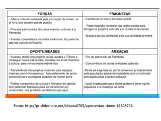Fonte: http://pt.slideshare.net/silvana0705/apresentao-tbone-14308746
 
