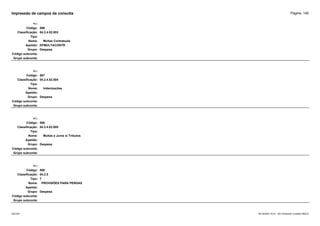 Página: 148
Impressão de campos da consulta
+/-:
Código: 586
Classificação: 04.2.4.02.003
Tipo:
Nome: Multas Contratuais
Apelido: DFMULTACONTR
Grupo: Despesa
Código subconta:
Grupo subconta:
+/-:
Código: 587
Classificação: 04.2.4.02.004
Tipo:
Nome: Indenizações
Apelido:
Grupo: Despesa
Código subconta:
Grupo subconta:
+/-:
Código: 588
Classificação: 04.2.4.02.005
Tipo:
Nome: Multas e Juros s/ Tributos
Apelido:
Grupo: Despesa
Código subconta:
Grupo subconta:
+/-:
Código: 589
Classificação: 04.2.5
Tipo: T
Nome: PROVISÕES PARA PERDAS
Apelido:
Grupo: Despesa
Código subconta:
Grupo subconta:
16/10/2020 10:01 - SCI Ambiente Contábil ÚNICO
ESCON
 