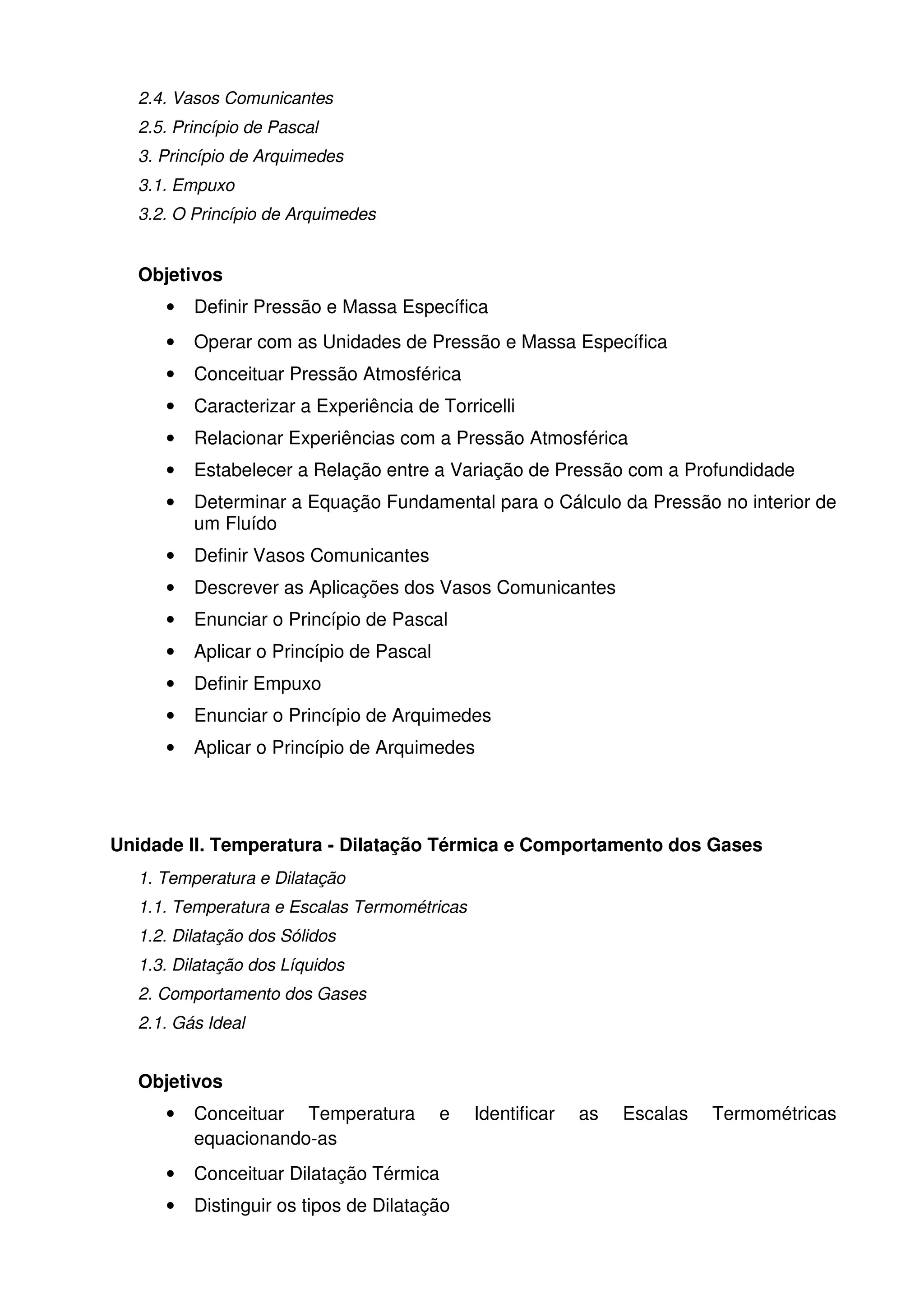Plano de curso de fisica | PDF