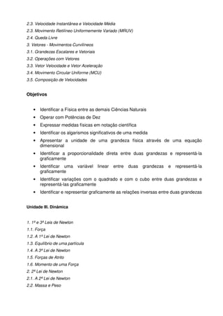 Plano de curso de fisica | PDF
