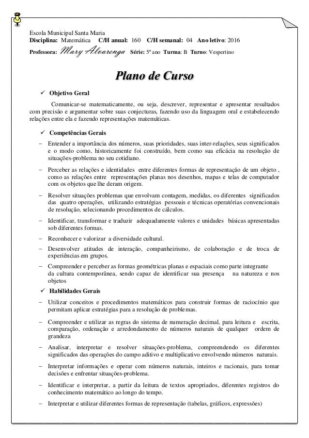 Plano de curso