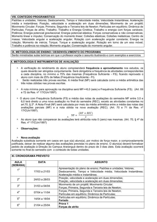 Plano de ensino 2014.1 física a | PDF