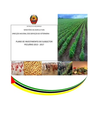REPÚBLICA DE MOÇAMBIQUE
MINISTÉRIO DA AGRICULTURA
DIRECÇÃO NACIONAL DOS SERVIÇOS DE VETERINÁRIA
PLANO DE INVESTIMENTO DO SUBSECTOR
PECUÁRIO 2013 - 2017
 
