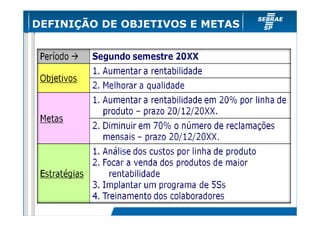 DEFINIÇÃO DE OBJETIVOS E METAS

 