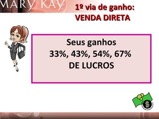 1º via de ganho: VENDA DIRETA Seus ganhos 33%, 43%, 54%, 67%  DE LUCROS 