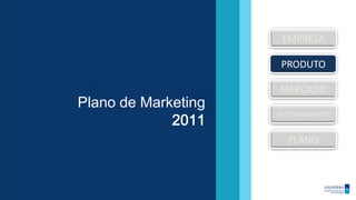 EMPRESA

                      PRODUTO

                     MERCADO
Plano de Marketing
             2011
                     POSICIONAMENTO


                       PLANO
 