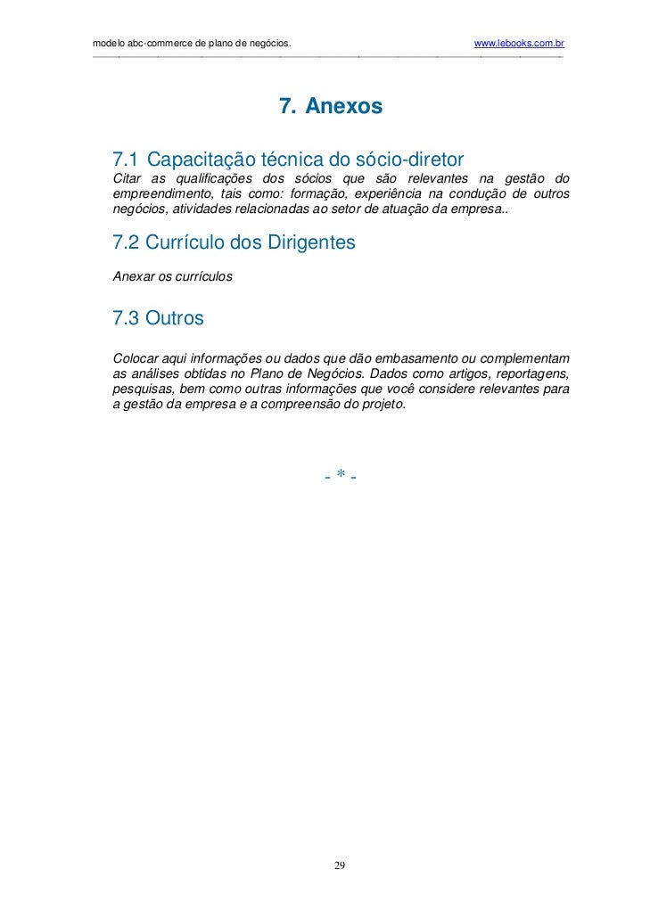 Plano de negocios financeiro