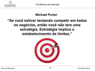 Michael Porter “ Se você estiver tentando competir em todos os negócios, então você não tem uma estratégia. Estratégia implica o estabelecimento de limites.” 