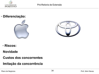 Diferenciação: Riscos: Novidade Custos dos concorrentes Imitação da concorrência  