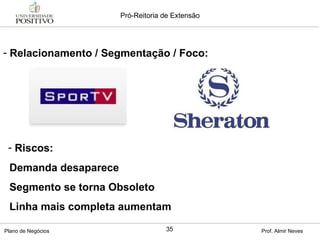 Relacionamento / Segmentação / Foco: Riscos: Demanda desaparece Segmento se torna Obsoleto Linha mais completa aumentam 