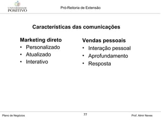 Marketing direto Personalizado Atualizado Interativo Características das comunicações Vendas pessoais Interação pessoal Aprofundamento Resposta 