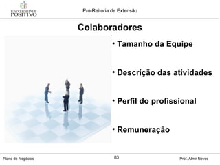 Colaboradores Tamanho da Equipe Descrição das atividades  Perfil do profissional Remuneração 