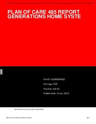Plan of care 485 report generations home syste