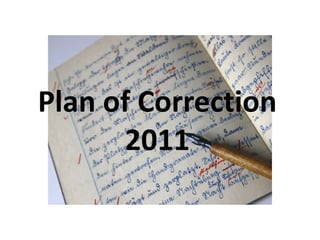 Plan of Correction 2011 
