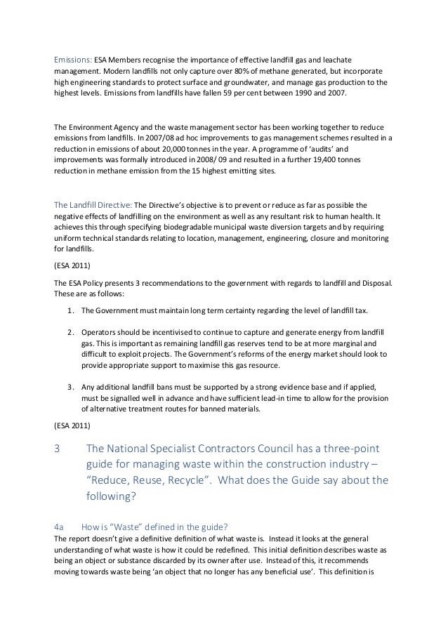 plan of work describe how a modern landfill works