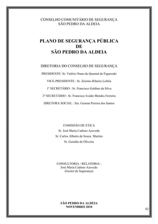 Plano Municipal de Segurança  de São Pedro da Aldeia RJ.  CCS - Conselho Comunitário de Segurança 2010