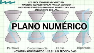 PLANO NUMÉRICO
HOSMERIN HERNÁNDEZ C.I.: 23.811.621 SECCION 0413
REPUBLICA BOLIVARIANA DE VENEZUELA
MINISTERIO DEL PODER POPULAR PARAS LA EDUCACION
UNIVERSIDAD POLITECNICA TERRITORIAL ANDRES ELOY BLANCO
BARQUISIMETO -EDO. LARA
 