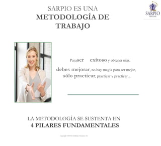 SARPIO ES UNA
METODOLOGÍA DE
TRABAJO
Paraser exitoso y obtener más,
debes mejorar, no hay magia para ser mejor,
sólo practicar, practicar y practicar…
LA METODOLOGÍA SE SUSTENTA EN
4 PILARES FUNDAMENTALES
Copyright ©2014 by Oriflame Cosmetics SA
 