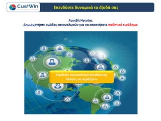 Αμοιβή Ηγεσίας
Δημιουργήστε ομάδες καταναλωτών για να αποκτήσετε παθητικό εισόδημα
Κερδίστε περισσότερα βοηθώντας
άλλους να κερδίζουν
Επενδύστε δυναμικά τα έξοδά σας
 