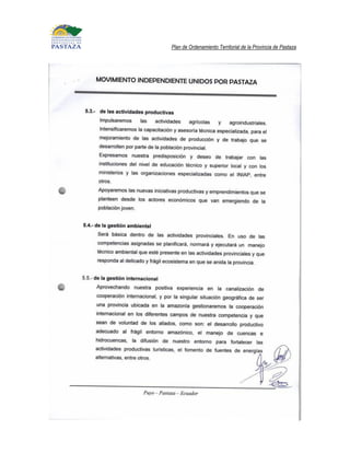 Plan de Ordenamiento Territorial de la Provincia de Pastaza




                                                              9
 