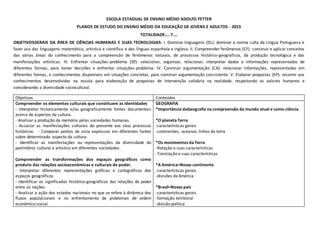 Planos de Estudos da EJA - Escola Adolfo Fetter 2015 | DOCX