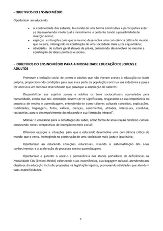 Planos de Estudos da EJA - Escola Adolfo Fetter 2015 | DOCX