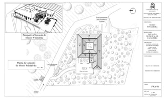 ESCALA:
1 : 400
FECHA DE IMPRESION:
FEB. 2013
HOJA:
PRA-01
UNIVERSIDAD DE EL
SALVADOR
FACULTAD DE INGENIERIA Y
ARQUITECTURA
ESCUELA DE ARQUITECTURA
PROPUESTA:
MUSEO
WINAKIRIKA
PROPIETARIO:
ALCALDIA
MUNICIPAL DE
CACAOPERA
PRESENTAN:
GUZMÁN GONZALEZ,
WILFREDO EDUARDO
LOPEZ CRUZ,
BORIS ALFREDO
LOPEZ RIVAS,
PATRICIA CAROLINA
CONTENIDO:
PERSPECTIVA NOROESTE
PLANTA DE CONJUNTO
Acceso a
Terreno
Caseta de
vigilancia
Perspectiva Noroeste de
Museo Winakirika
Planta de Conjunto
de Museo Winakirika
Esc 1 : 400
Plaza de Acceso
Acceso
Estacionamiento
para Autobus o
Camion
Bahia para descarga
de Personas
45%
45%
45%
45% 45%
45%
45%
45%
45% 45%
45%
45%
 