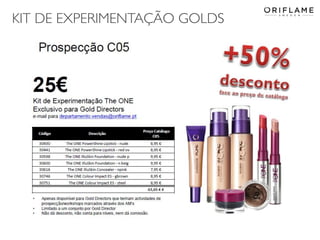 2014-03-17 Copyright ©2013 by Oriflame Cosmetics SA 22
KIT DE EXPERIMENTAÇÃO GOLDS
 