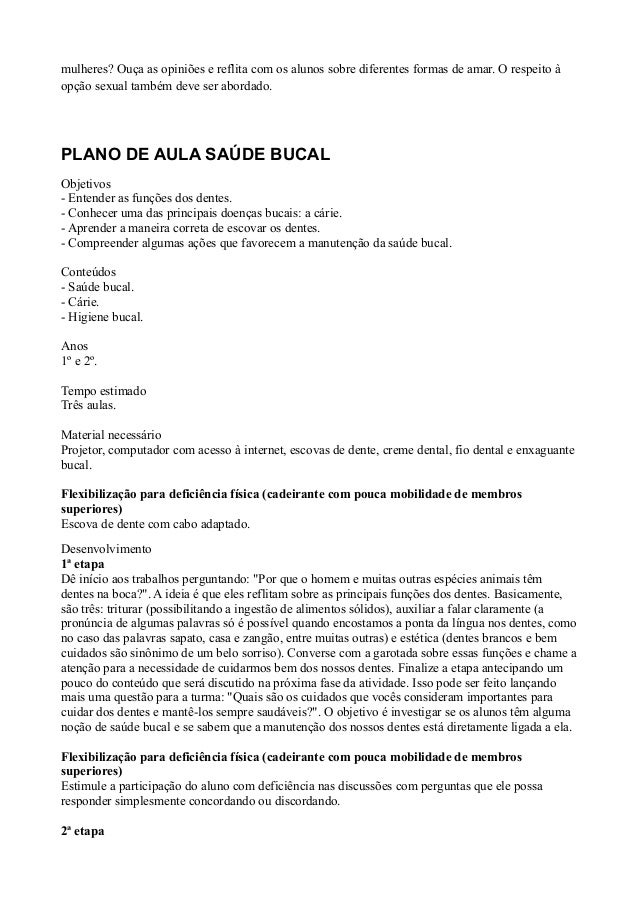 Plano de aula sobre higiene bucal Plano de aula sobre higiene bucal
