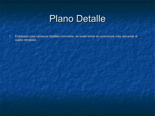 PPllaannoo DDeettaallllee 
 EEmmpplleeaaddoo ppaarraa rreemmaarrccaarr ddeettaalllleess ccoonnccrreettooss,, ssee ssuueellee ttoommaarr eenn ppoossiicciioonneess mmááss cceerrccaannaass aall 
ssuujjeettoo rreettrraattaaddoo.. 
 