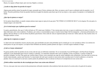 FAQ de la Cocción Solar
Bueno, los espejos reflejan mejor, pero son muy frágiles y costosos.
¿Ayuda en algo pintar las paredes de negro?
Alguna gente prefiere pintar las paredes de negro, pensando que el horno calentara más. Bien, eso parece, pero lo que se calentará serán las paredes y no el
horno. Nosotros preferimos forrar las paredes interiores de papel de aluminio, para hacer que la luz sea mayor y vaya a parar al recipiente o a la bandeja del
fondo.
¿Que tipo de pintura es mejor?
En los países desarrollados, se puede comprar pintura mate negra en spray de la que pone "NO TÓXICA CUANDO SE SECA" en la etiqueta. Por otra parte, la
tempera negra va de maravilla.
¿Es el cristal mejor que el plástico para la ventana?
La gente, generalmente, dice que el vidrio da hasta un 10% mejor que el plástico. Y hay razones para creer esto, ya que en condiciones de viento, el vidrio no
deja soltar tanto calor como el plástico. El plástico, por contra, es recomendado ya que es mucho menos frágil, fácil de transportar y funciona perfectamente. Un
plástico fácil de obtener es el de las bolsas de plástico para hornos. Estos están de venta en supermercados por menos de 1 dólar cada una. Hay muchos otros. El
Plexiglás también va bien.
¿Qué tipo de recipientes es mejor?
Lo ideal sería usar recipientes oscuros, de poco peso, poco profundos (un poco más profundos que la comida que va a ser cocinada en ellos). Las sartenes de
metal parece ser que son mejores. Los típicos botes brillantes de aluminio, pueden pintarse de negro o volverlos negros mediante el fuego.
¿Cuál es el mejor aislamiento?
Si quieres puedes aislar las paredes de una cocina solar de caja con diferentes materiales. No se recomienda el uso del Fibroglass o del StyroFoam (Esponja
artificial) ya que desprenden gases tóxicos cuando se calientan. Los materiales naturales tales como el algodón, la lana, las plumas, o incluso el papel de
periódico arrugado; van bien. Hay gente que prefiere dejar el hueco vacío, poniendo una capa de cartón ondulado como aislamiento. Esto hace que la cocina sea
mucho menos pesada, y parece que funciona. La mayor parte del calor que se pierde en una cocina solar se produce por el cristal (o plástico), y no por las
paredes. Esta es la razón por la cual unos cuantos puntos de pérdida de calor no afectan la eficacia ni la temperatura de una cocina solar.
¿Podría utilizar materiales de alta tecnología para hacer una cocina más eficiente?
Tal vez, creas que crear una cocina de altas prestaciones utilizando materiales ultra-modernos hará más atractiva la cocina solar a la gente de los países
 