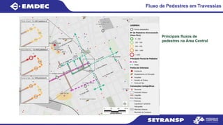 Fluxo de Pedestres em Travessias
Principais fluxos de
pedestres na Área Central
 