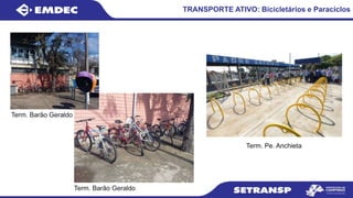 TRANSPORTE ATIVO: Bicicletários e Paraciclos
Term. Barão Geraldo
Term. Barão Geraldo
Term. Pe. Anchieta
 