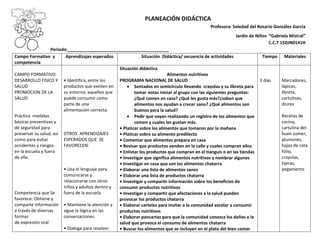 Planeacion didactica para Preescolar