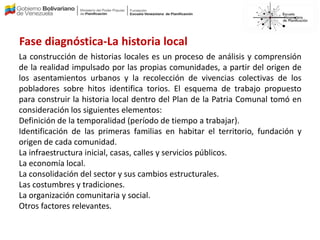 Fase diagnóstica-La historia local
La construcción de historias locales es un proceso de análisis y comprensión
de la real...