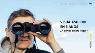 PLAN PERSONAL ANUAL PPA
VISUALIZACIÓN
EN 5 AÑOS
¿A dónde quiero llegar?
 