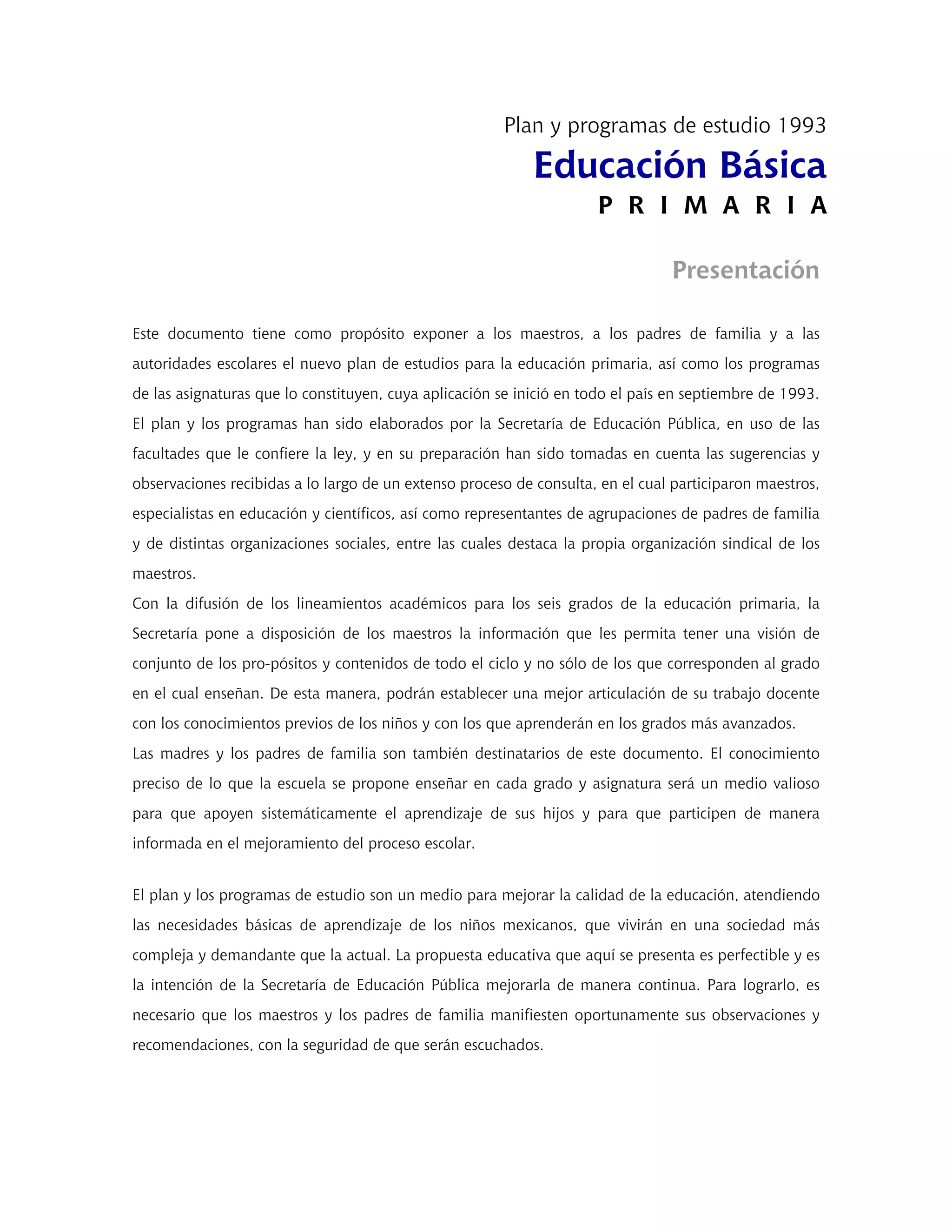 Plan primaria 1993 | PDF