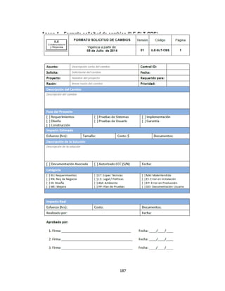 187
Anexo 4 – Formato solicitud de cambios (ILE-SLT-CBS)
 