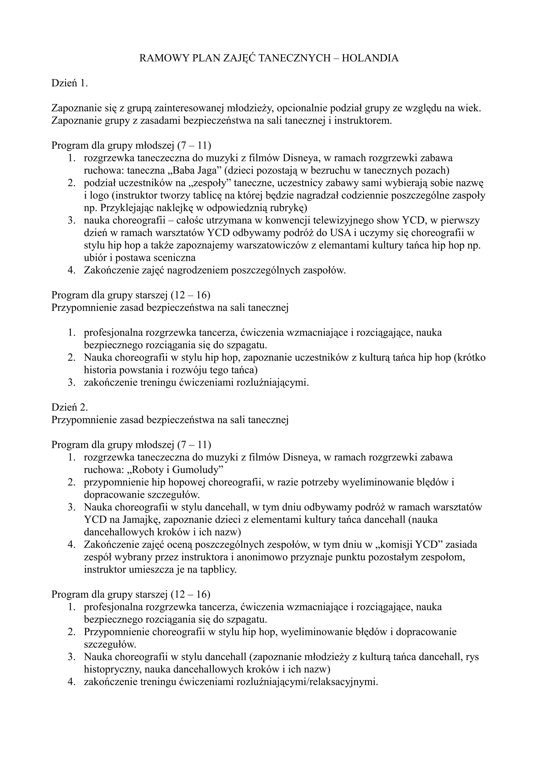 Plan Ramowy I Szczegółowy Scenariusz Lekcji