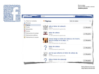 Plan de trabajo
Salud 2.0. Redes sociales e internet
Análisis previo




       Fátima Ramírez Cerrato
       http://about.me/mernissi
 