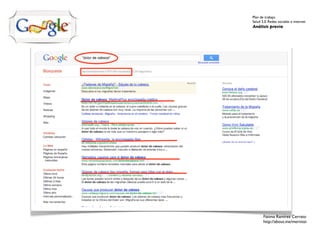 Plan de trabajo
Salud 2.0. Redes sociales e internet
Análisis previo




       Fátima Ramírez Cerrato
       http://about.me/mernissi
 