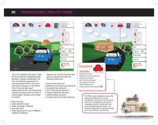 20          PRoMoTIonAL REALITY GAME


   65 MPH              210
                       $
                                                          76°
                                                          partly
                                                                        now playing Jamie’s radio
                                                                           GOLDEN EARRING
                                                                           Radar Love
                                                                                                                        65  MPH                  210
                                                                                                                                                 $
                                                                                                                                                                76°
                                                                                                                                                                partl
                                                                                                                                                                    y
                                                                                                                                                                         now playing Jamie’s radio
                                                                                                                                                                          now playing Jamie’s radio
                                                                                                                                                                           GOLDEN EARRING
                                                                                                                                                                           Radar Love
                                                          cloudy                                                                                                cloudy   Drivers
                                                                                                                                                                          now driving
                                                                         Drivers                                                                                          Driversand OR
                                                                                                                                                                               JamieOelrich
                                                                                                                                                                               Portl
                                                                         NOW DRIVING                                                                                      NOW DRIVING F
                                                                                                                                                                                   Sex
                                                                                                                                                                                   Age 25
                                                                                    Jamie Oelrich                                                                                    Jamie Oelrich
                                                                                    Portland OR
                                                                                    Sex F                                                                                 co–pilotsPortland OR
                                                                                                                                                                                   Sex F
                                                                                    Age 25                                                                                           Age 25
                                                                                                                                                                                   RyanGraven
                                                                                                                                                                                   Portland OR
                                                                                                                                                                                   Sex M
                                                                         CO-PILOT                                                                                         CO-PILOT Age 24
                                                                                    Ryan Graven                                                                                      Ryan Graven
                                                                                    Portland OR                                                                                    AdamWilkins
                                                                                                                                                                                    Portland OR
                                                                                    Sex M                                                                                           Sex M
                                                                                    Age 24                                                                                         Portland OR
                                                                                                                                                                                     Age 24
                                                                                                                                                                                   Sex M
                                                                                                                                                                                   Age 32

                                                   ATTRACTION 2 MILES
                                                     WORLD’S
                                                                        Map                                                                                              Map
                                                   LARGEST BALL
                                                     OF TWINE
                                                      NEXT EXIT
                                                                                                                                                                         Map
                                                                        Progress                    89mi.                                                                Progress  89mi.
                                                                                                                                                                         Progress 89mi.
                                                                        Road Games                                                                                       Road Games
                                   L8NLST                                                                                                                                Road Games
                                                                        Your Car                                                                       L8NLST            Your Car
                                                                                                                                                                         YourCar
                                                                        Contact Your                                                                                     Contact Your
                                                                           State Farm                                                                                    ContactYour
                                                                        Agent                               Insurance                                                    State F Farm
                                                                                                                                                                            State
                                                                                                                                                                         Agent arm
                                                                                                                                                                         Agent
                                                                                                            YOUR DISCOUNTS

 As in life, problems will arise. There     Gamers can control the price they                               •Good Driver discount
                                                                                                            •Defensive Driving Course discount
will be accidents, speeding tickets,        pay for insurance through the
                                                                                                            •Accident-Free discount
flat tires, chipped windshields, etc.       following discounts:
                                                                                                            •Anti-Theft Device discount
This will yield the opportunity to
                                                                                                            •Passive Restraint discount
showcase State Farm’s role as an            Good Driver discount
                                                                                                            •Vehicle Safety discount
important accessory on the Road             Defensive Driving Course discount                               •Combo auto and renters discount
Trip of Life and also insert                Accident-Free discount
helpful hints for life, the importance      Anti-Theft Device discount
of good insurance and the value of          Passive Restraint discount
a good agent. Gamers will be able           Vehicle Safety discount
                                                                                                                    The PRG is also intended to show the
to control:                                 Combo auto and renters discount                                         players that State Farm is price
                                                                                                                    competitive. Clicking on the insurance
Who’s driving                                                                                                       level icon will display the amount of
What speed to travel                                                                                                coverage currently in place and how
What coverage is needed                                                                                             much is being paid per month. The
Gas tank level                                                                                                      following discounts are earned through
What equipment to use in different                                                                                  level-ups achieved in game play.
weather conditions.
 