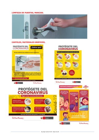 Mg. Edgar Zavaleta Portillo - Página 36_SDA
LIMPIEZA DE PUERTAS, MANIJAS.
CARTELES, MATERIALES GRÁFICOS.
 