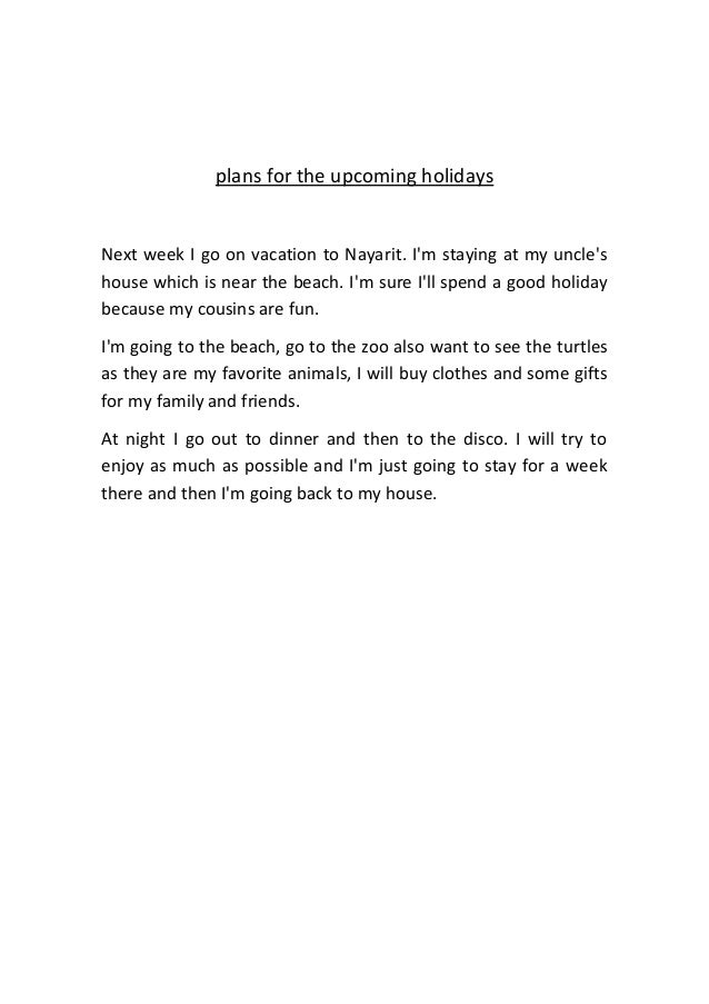Plans for the holidays
