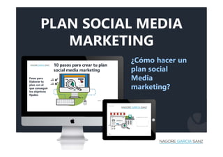 PLAN SOCIAL MEDIA
MARKETING
¿Cómo hacer un
plan social
Media
marketing?
10 pasos para crear tu plan
social media marketing
Fases para
Elaborar tu
plan con el
que conseguir
los objetivos
fijados
 