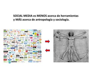 SOCIAL MEDIA es MENOS acerca de herramientas
y MÁS acerca de antropología y sociología.
 