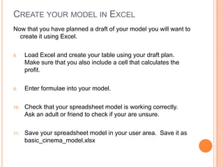 Plan A Spreadsheet Model | PPT
